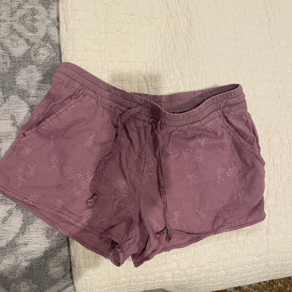 Embroidered Purple Drawstring Shorts - Picture 5 of 7